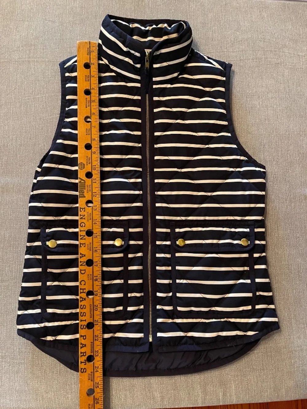 J Crew Excursion Quilted Down Puffer Vest Navy Blue & White Women's XS